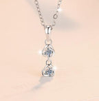 Two-Stone Drop Sterling Silver Moissanite Pendant, silver-tone