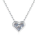 Petite Heart Halo Sterling Silver Moissanite Pendant, silver-tone