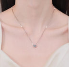 Petite Heart Halo Sterling Silver Moissanite Pendant, silver-tone