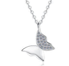 Butterfly Wing Sterling Silver Moissanite Pendant, silver-tone