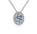 Oval Solitaire Sterling Silver Moissanite Pendant, silver-tone