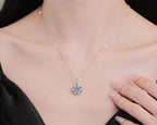 Six-Petal Cluster Sterling Silver Moissanite Pendant, silver-tone