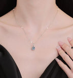 Rectangular Solitaire Sterling Silver Moissanite Pendant, silver-tone