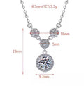 Double Floral Drop Sterling Silver Moissanite Pendant, silver-tone