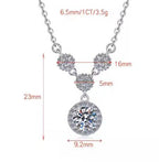 Double Floral Drop Sterling Silver Moissanite Pendant, silver-tone