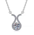 Twisted Y Drop Sterling Silver Moissanite Pendant, silver-tone