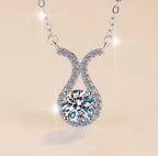 Twisted Y Drop Sterling Silver Moissanite Pendant, silver-tone