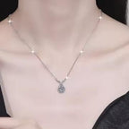 Twisted Y Drop Sterling Silver Moissanite Pendant, silver-tone