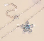 Open Flower Halo Sterling Silver Moissanite Pendant, Silver-tone