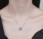 Open Flower Halo Sterling Silver Moissanite Pendant, Silver-tone