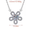 Open Flower Halo Sterling Silver Moissanite Pendant, silver-tone