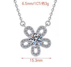Open Flower Halo Sterling Silver Moissanite Pendant, silver-tone