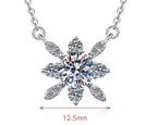 Pointed Petal Flower Sterling Silver Moissanite Pendant, Silver-tone