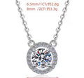 Round Centre Halo Sterling Silver Moissanite Pendant, Silver-tone
