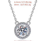 Round Centre Halo Sterling Silver Moissanite Pendant, Silver-tone