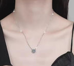 Round Centre Halo Sterling Silver Moissanite Pendant, Silver-tone
