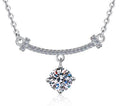 Curved Bar Solitaire Sterling Silver Moissanite Pendant, Silver-tone
