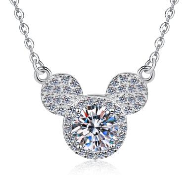 Winged Heart Sterling Silver Moissanite Pendant, Silver-tone