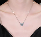 Winged Heart Sterling Silver Moissanite Pendant, Silver-tone