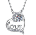 Love Heart Sterling Silver Moissanite Pendant, Silver-tone