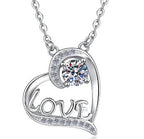 Love Heart Sterling Silver Moissanite Pendant, Silver-tone