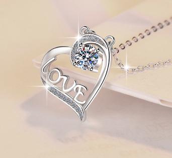 925 Sterling Silver Moissanite Love Heart Pendant