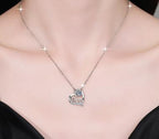 Love Heart Sterling Silver Moissanite Pendant, Silver-tone