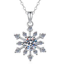 Snowflake Sterling Silver Moissanite Pendant, Silver-tone