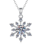 Snowflake Sterling Silver Moissanite Pendant, Silver-tone