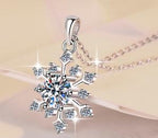 Snowflake Sterling Silver Moissanite Pendant, Silver-tone