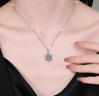 Snowflake Sterling Silver Moissanite Pendant, Silver-tone