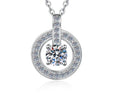 Open Round Drop Sterling Silver Moissanite Pendant, Silver-tone