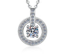 Open Round Drop Sterling Silver Moissanite Pendant, Silver-tone