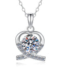 Heart Outline Solitaire Sterling Silver Moissanite Pendant, Silver-tone