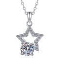 Open Star Drop Sterling Silver Moissanite Pendant, Silver-tone