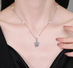 Open Star Drop Sterling Silver Moissanite Pendant, Silver-tone