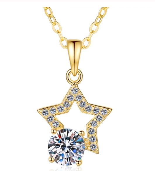 925 Sterling Silver Moissanite Open Star Pendant