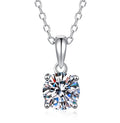 Sculpted-Prong Solitaire Sterling Silver Moissanite Pendant, Silver-tone