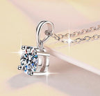 Sculpted-Prong Solitaire Sterling Silver Moissanite Pendant, Silver-tone