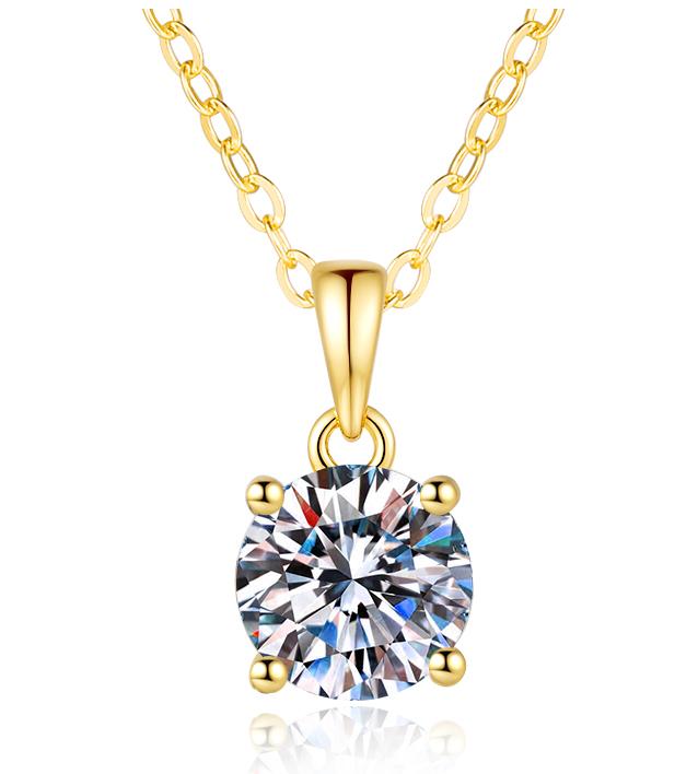 925 Sterling Silver Moissanite Sculpted-Prong Solitaire Pendant