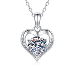 Classic Heart Frame Sterling Silver Moissanite Pendant, Silver-tone