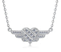 Winged Geometric Knot Sterling Silver Moissanite Pendant, Silver-tone