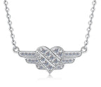 Winged Geometric Knot Sterling Silver Moissanite Pendant, Silver-tone