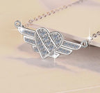 Winged Geometric Knot Sterling Silver Moissanite Pendant, Silver-tone