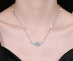 Winged Geometric Knot Sterling Silver Moissanite Pendant, Silver-tone