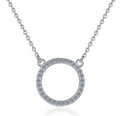 Open Circle Sterling Silver Moissanite Pendant, Silver-tone