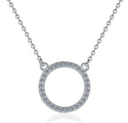 Open Circle Sterling Silver Moissanite Pendant, Silver-tone