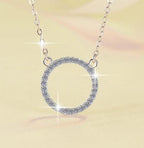 Open Circle Sterling Silver Moissanite Pendant, Silver-tone