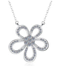 Five-Loop Flower Sterling Silver Moissanite Pendant, Silver-tone