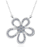 Five-Loop Flower Sterling Silver Moissanite Pendant, Silver-tone